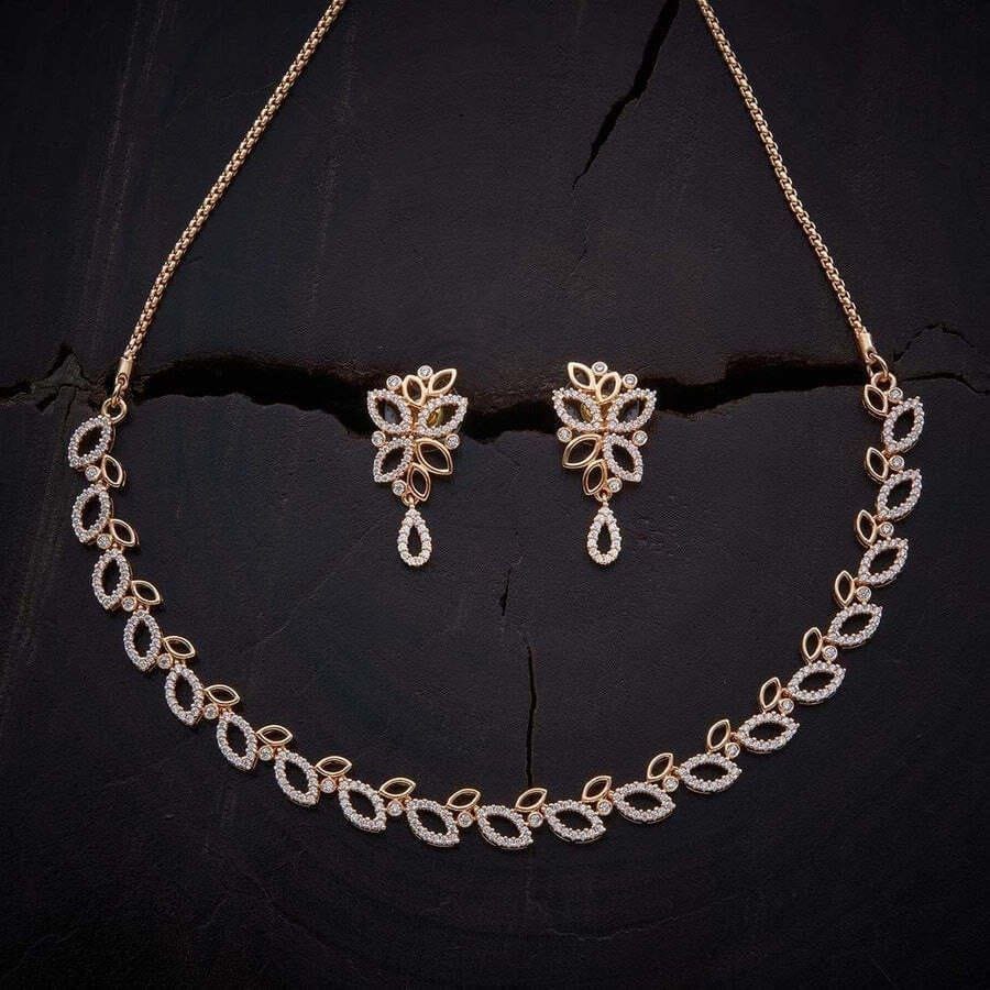 Amazing Rose Gold Plated Necklace With Earrings For Womens
