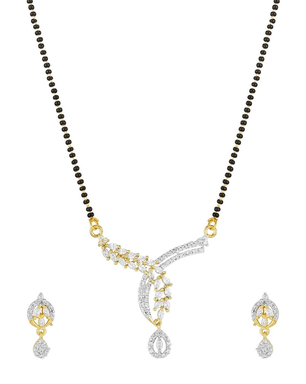 Amarican diamond style Mangalsutra with earrings for women