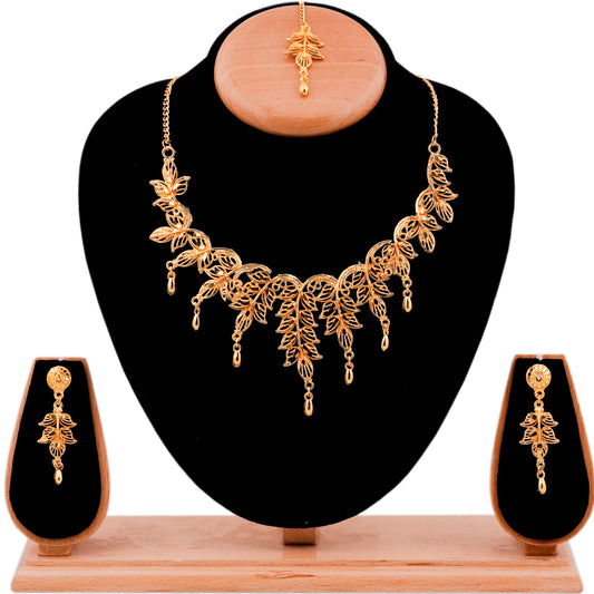 Gold Plated Wedding Jewellery Necklace Set For Women and Girls
