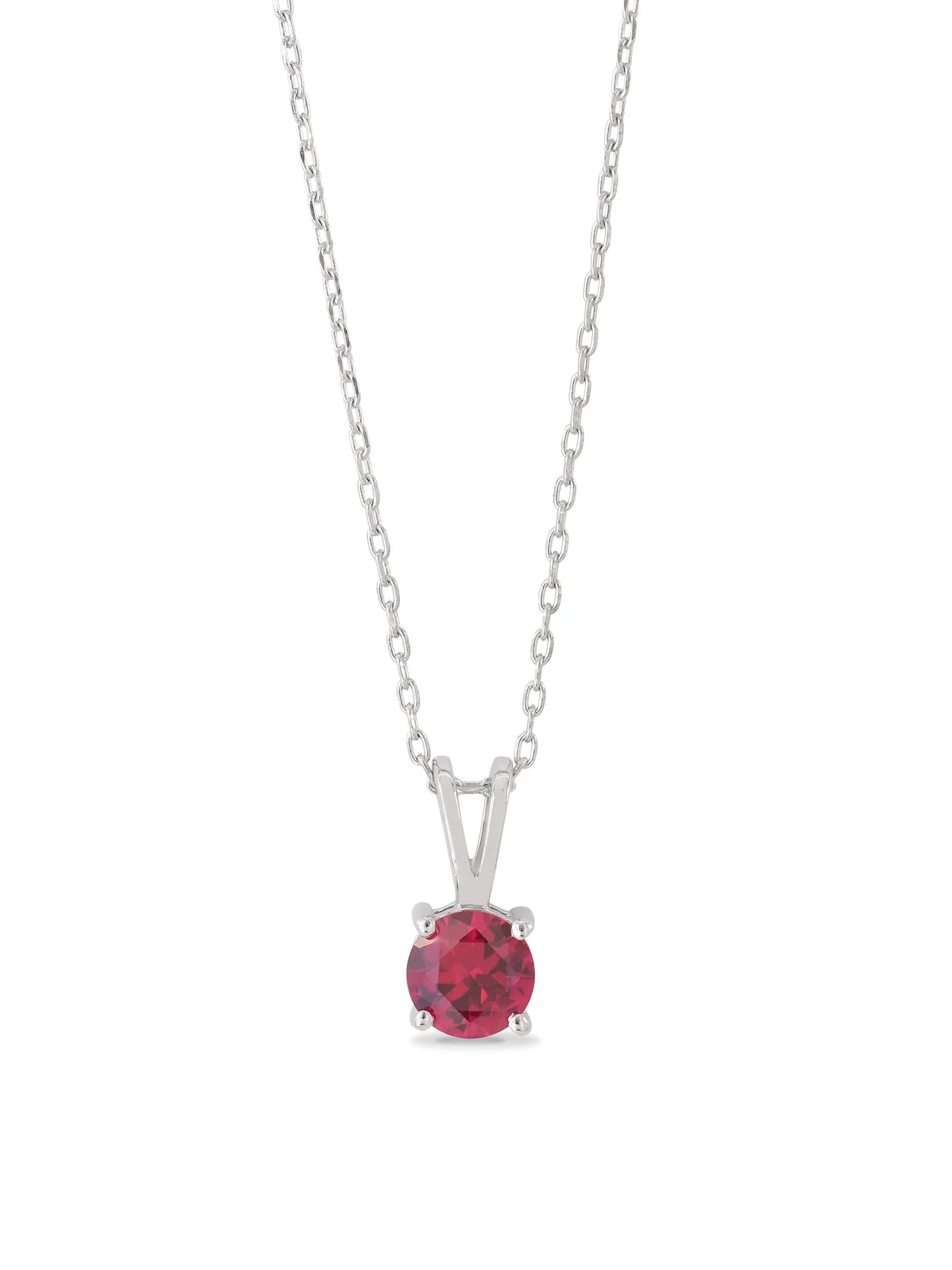 Ruby Solitaire Silver Red Zircon Pendant With Link Chain Pendant Necklace For Woman