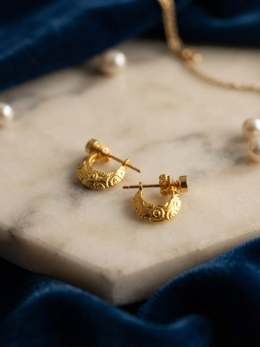 Aurelia Textured Crescent Half-Hoop Earrings