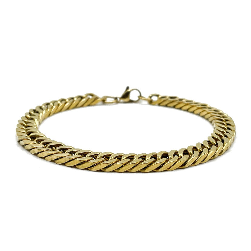 Gujju Jewellers Men's Gold Plated Link Chain Miami Cuban Bracelet