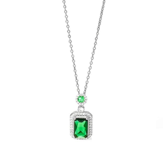 RAKHI SPECIAL GIFT FOR SISTER - EXCLUSIVE SILVER CHAIN WITH GREEN PENDENT