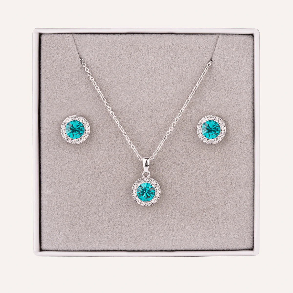 Sterling Silver Chain And rhinestone Pendant With Earring set For Women/Girls