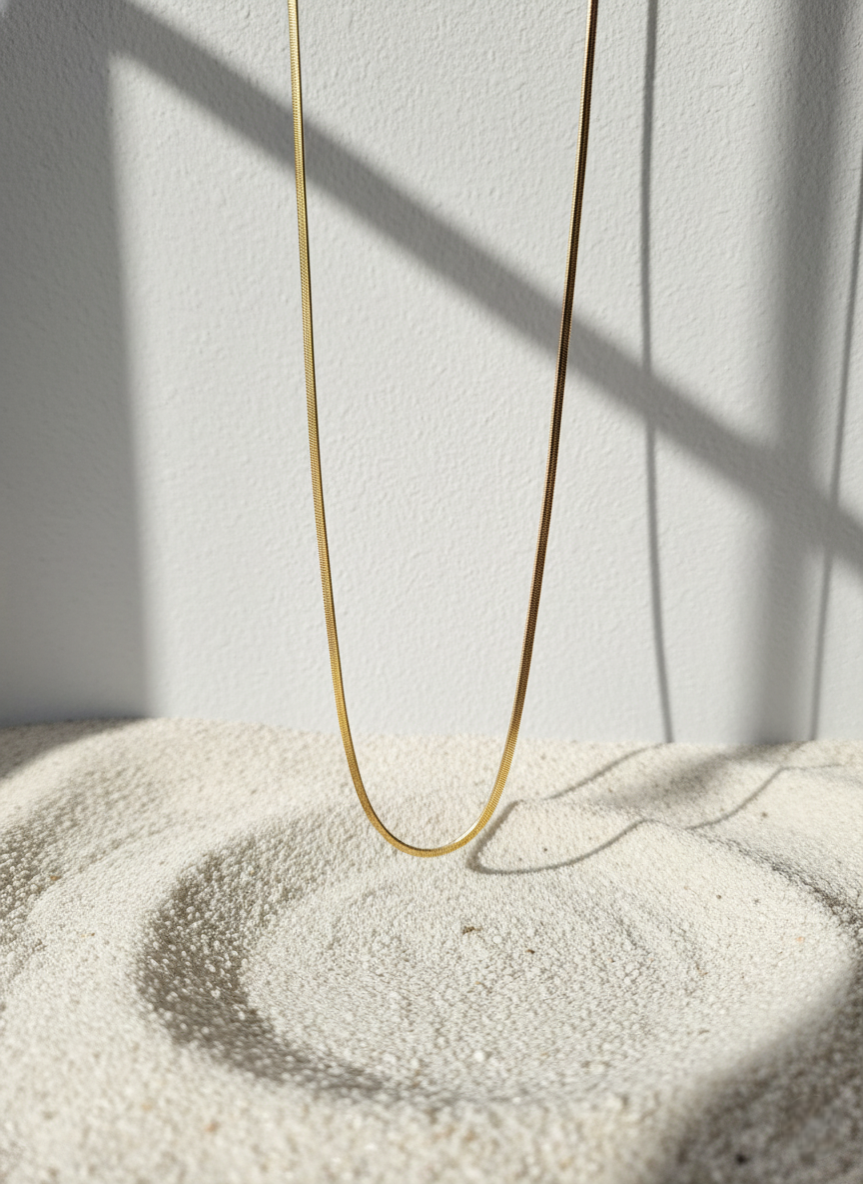 Unisex Flexible Gold Plated Flat Snake Chain