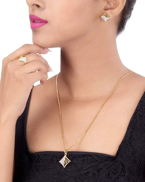 Gujju Pendant Set With Earring And Ring