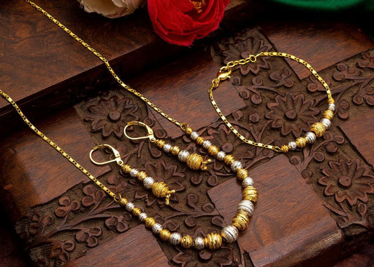 Gujju Latest Necklace Chain Special For Girls Beads Gold-Plated Plated Alloy Chain