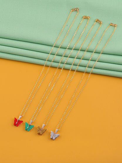 Gujju Butterfly Shape Pendant Chain Necklace For Women And Girls