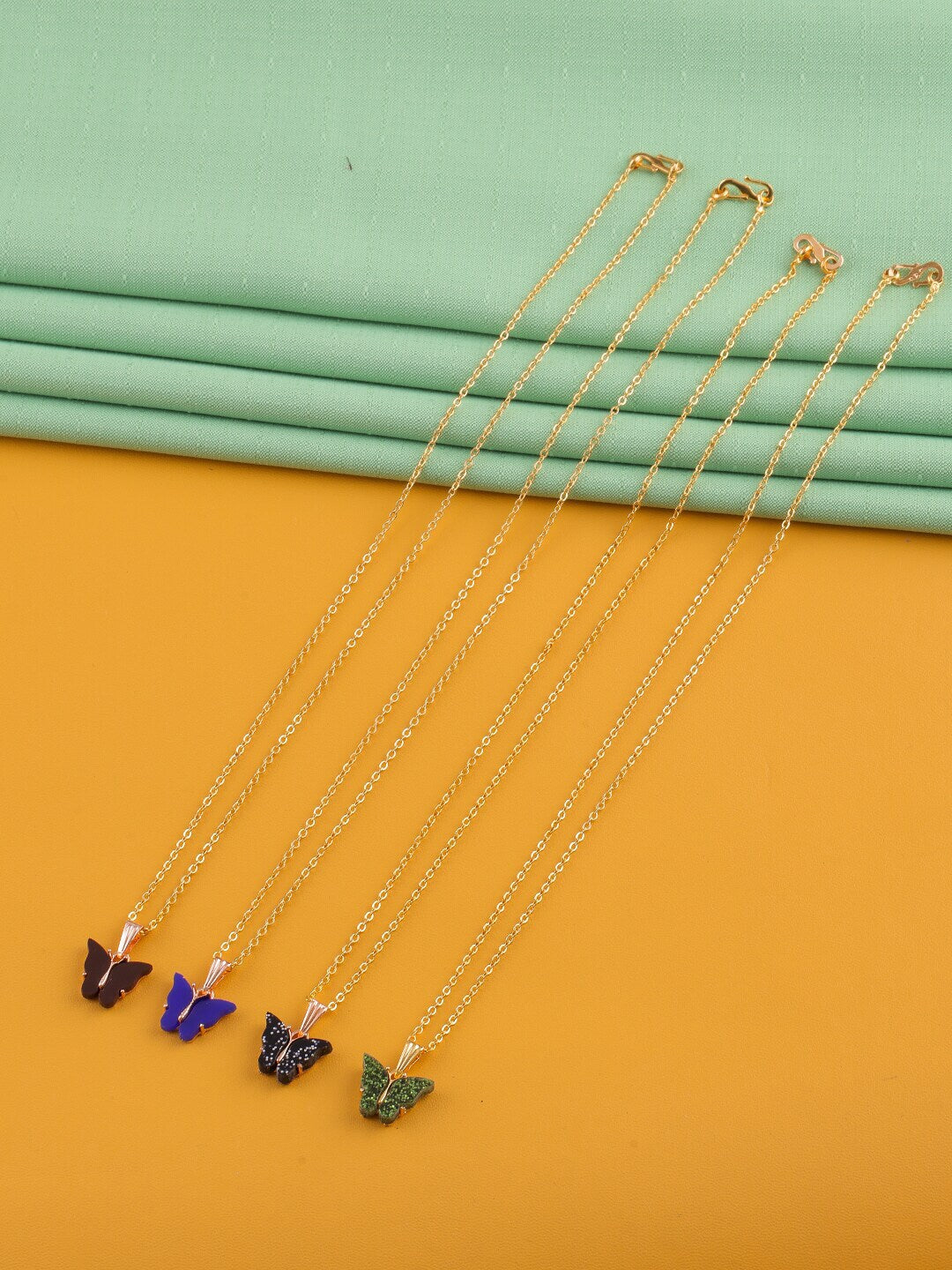 Gujju Butterfly Shape Pendant Chain Necklace For Women And Girls