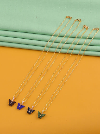 Gujju Butterfly Shape Pendant Chain Necklace For Women And Girls