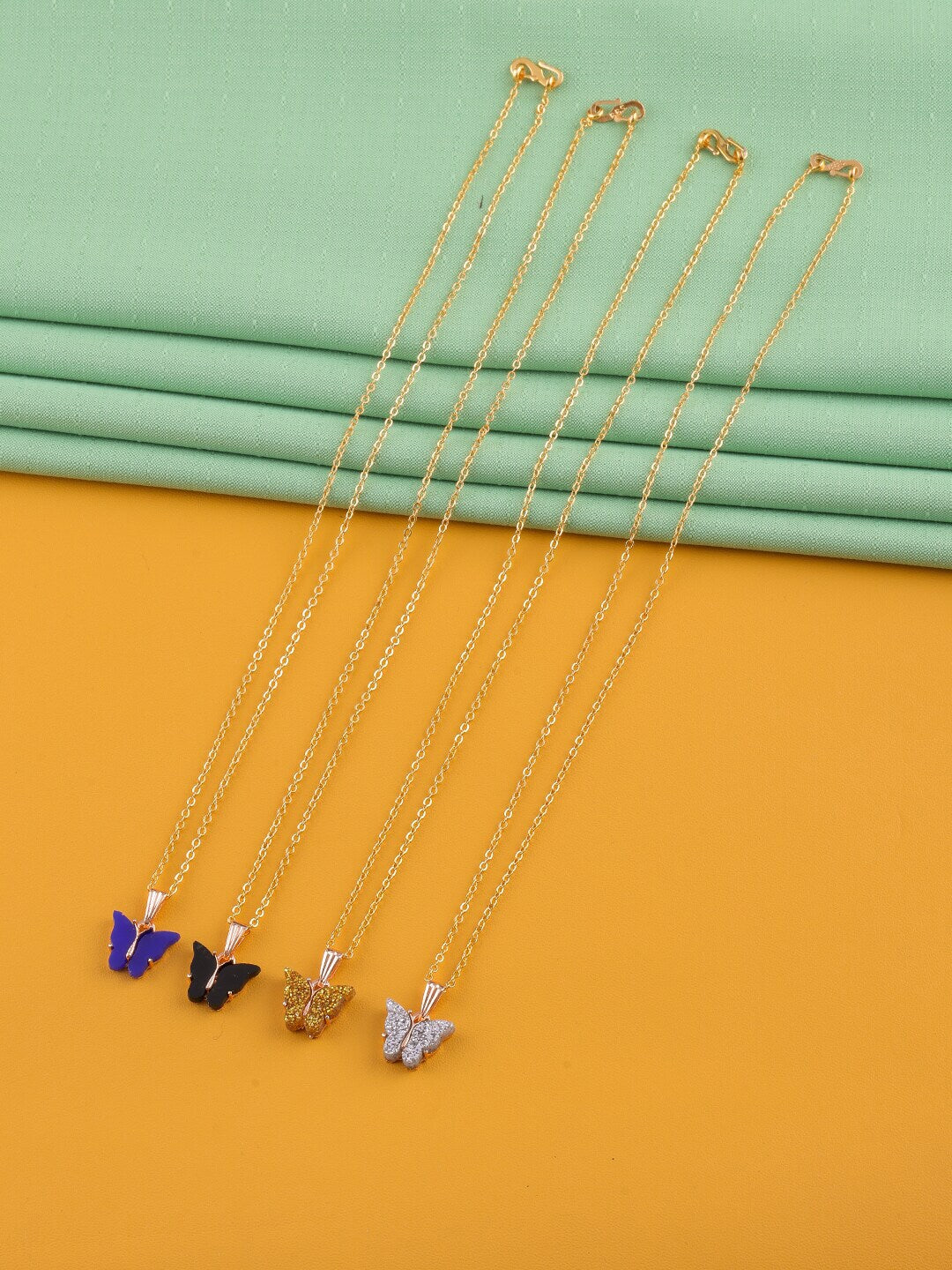 Gujju Butterfly Shape Pendant Chain Necklace For Women And Girls