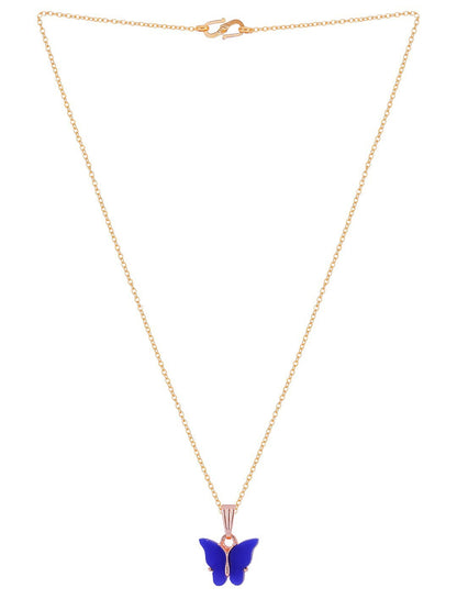 Gujju Butterfly Shape Pendant Chain Necklace For Women And Girls