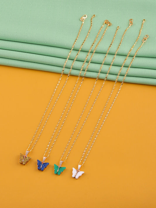 Gujju Butterfly Shape Pendant Chain Necklace For Women And Girls
