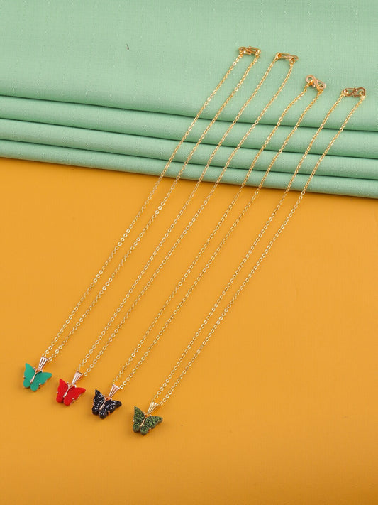 Gujju Butterfly Shape Pendant Chain Necklace For Women And Girls