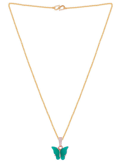 Gujju Butterfly Shape Pendant Chain Necklace For Women And Girls
