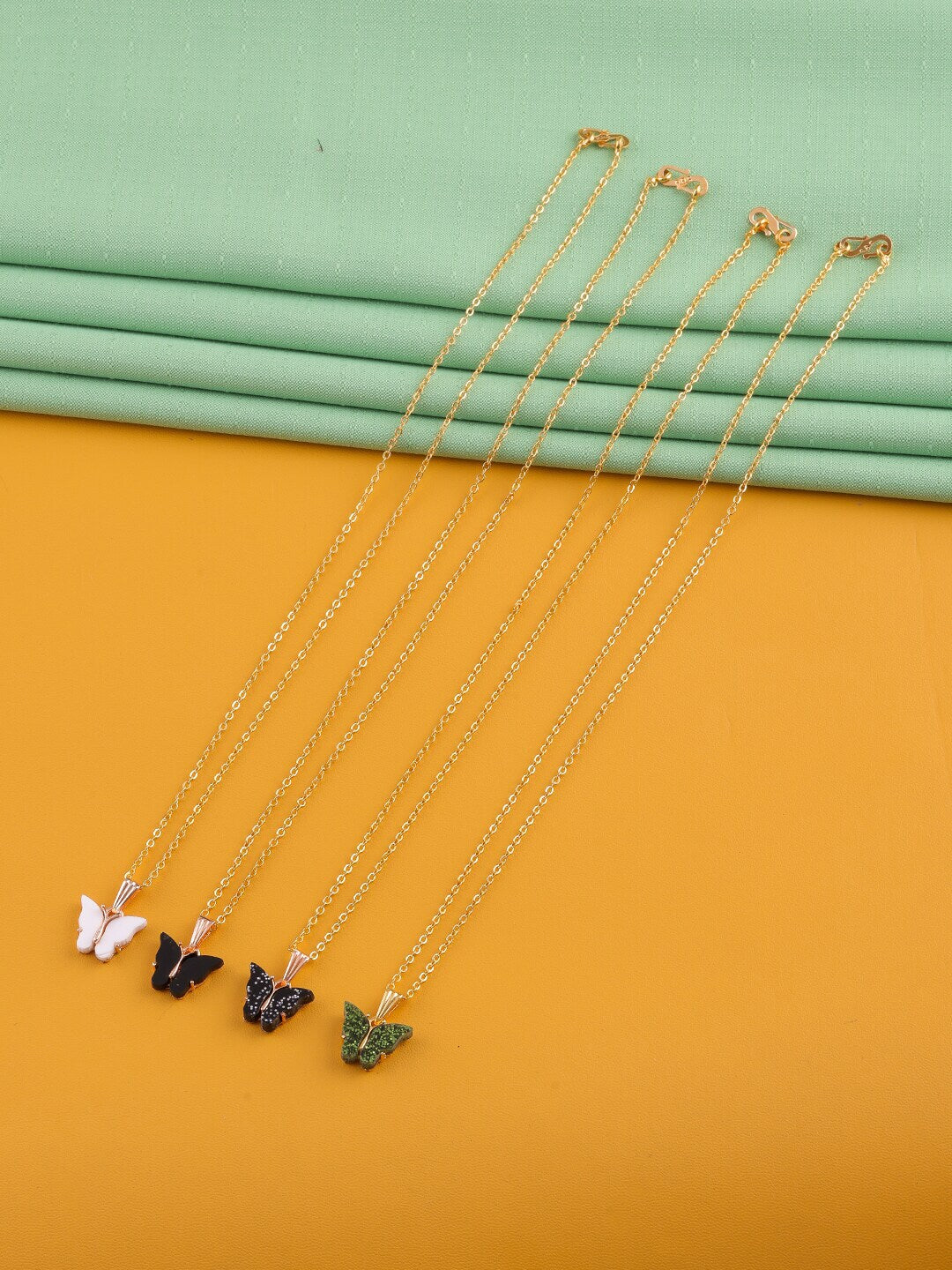 Gujju Butterfly Shape Pendant Chain Necklace For Women And Girls