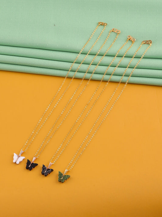 Gujju Butterfly Shape Pendant Chain Necklace For Women And Girls