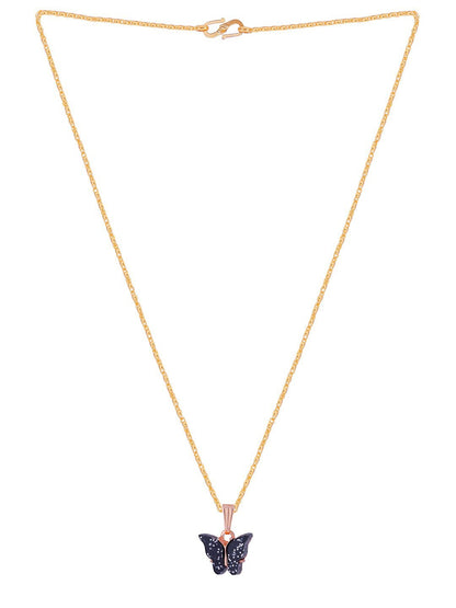 Gujju Butterfly Shape Pendant Chain Necklace For Women And Girls