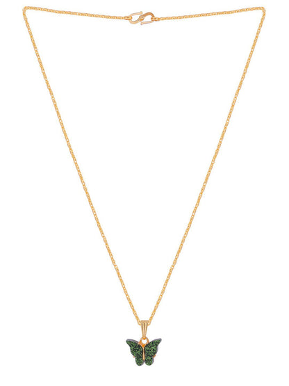 Gujju Butterfly Shape Pendant Chain Necklace For Women And Girls