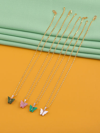 Gujju Butterfly Shape Pendant Chain Necklace For Women And Girls