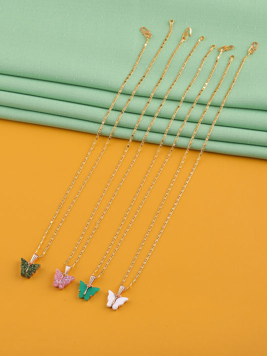 Gujju Butterfly Shape Pendant Chain Necklace For Women And Girls