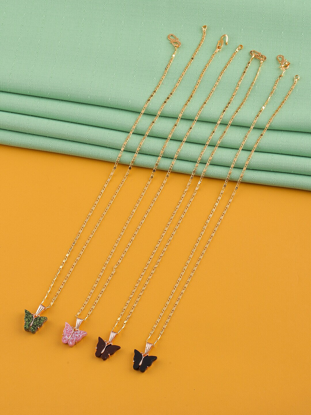 Gujju Butterfly Shape Pendant Chain Necklace For Women And Girls