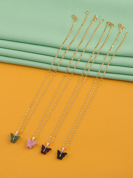 Gujju Butterfly Shape Pendant Chain Necklace For Women And Girls