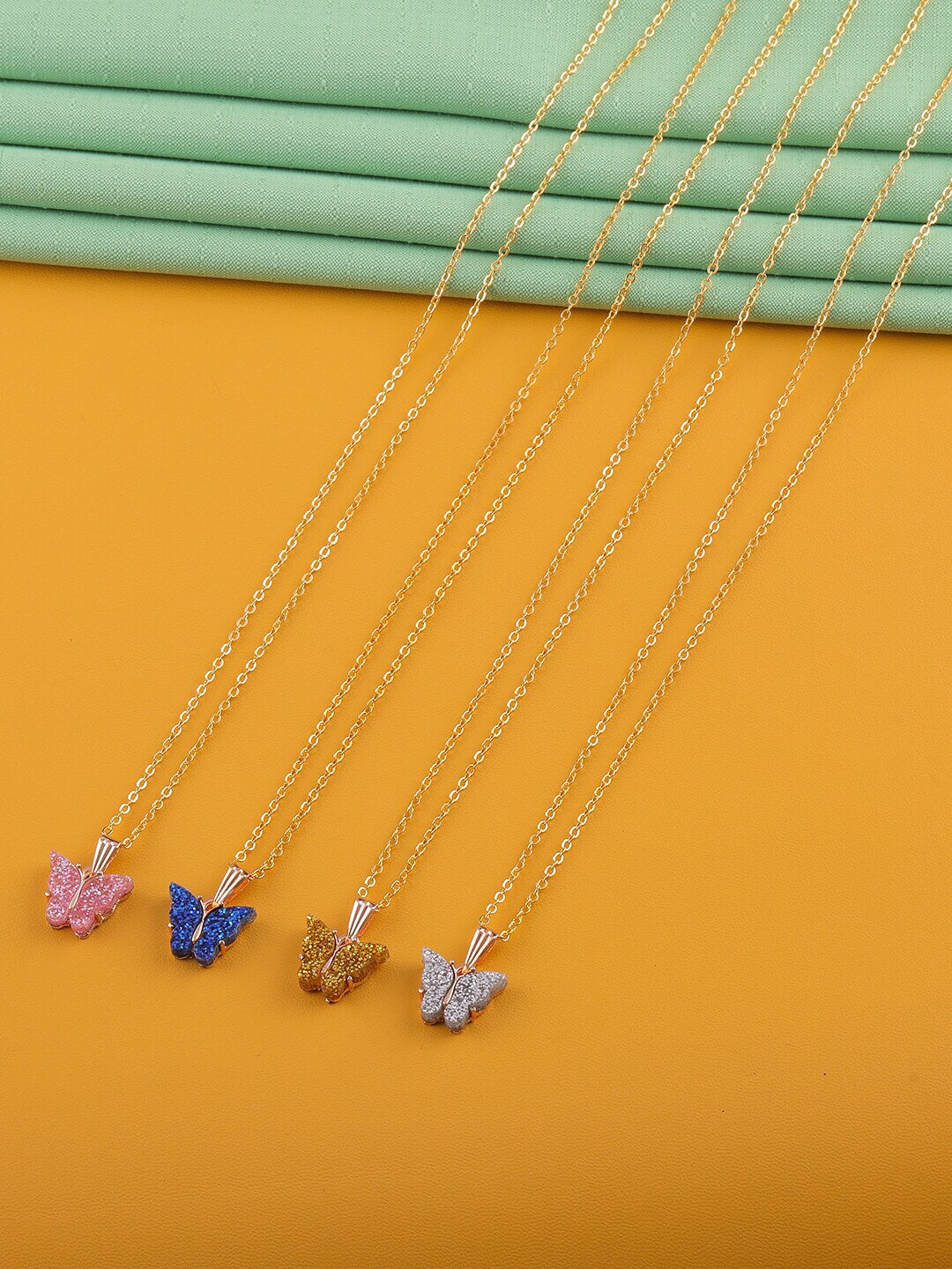 Gujju Butterfly Shape Pendant Chain Necklace For Women And Girls