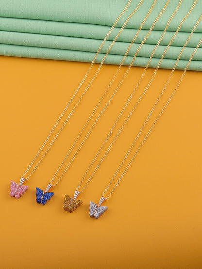 Gujju Butterfly Shape Pendant Chain Necklace For Women And Girls