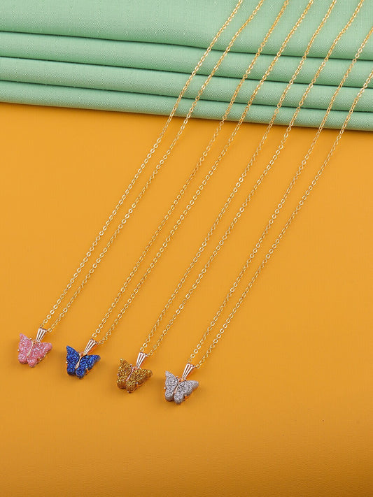 Gujju Butterfly Shape Pendant Chain Necklace For Women And Girls