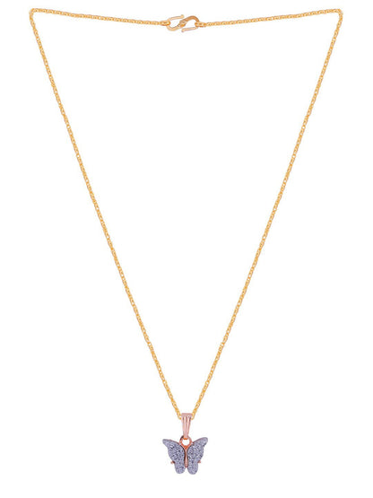 Gujju Butterfly Shape Pendant Chain Necklace For Women And Girls