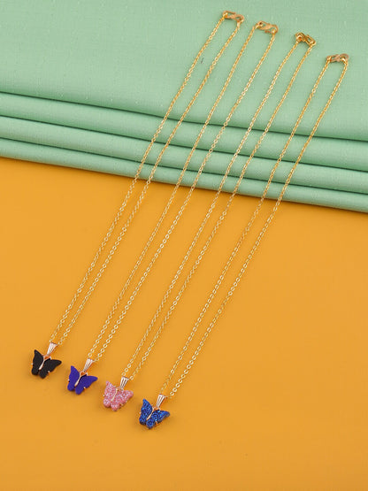 Gujju Butterfly Shape Pendant Chain Necklace For Women And Girls