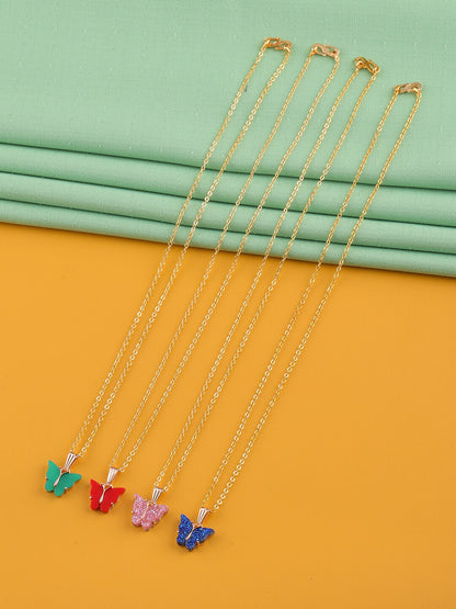 Gujju Butterfly Shape Pendant Chain Necklace For Women And Girls
