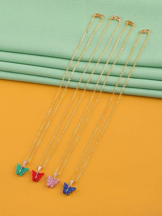 Gujju Butterfly Shape Pendant Chain Necklace For Women And Girls