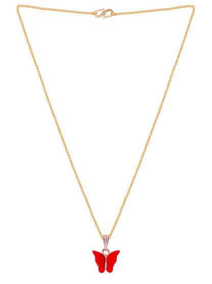 Gujju Butterfly Shape Pendant Chain Necklace For Women And Girls