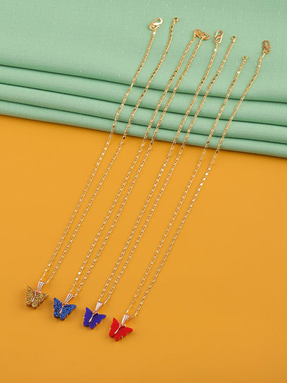 Gujju Butterfly Shape Pendant Chain Necklace For Women And Girls