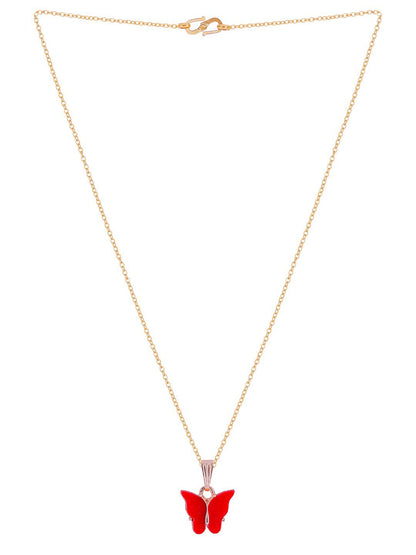 Gujju Butterfly Shape Pendant Chain Necklace For Women And Girls