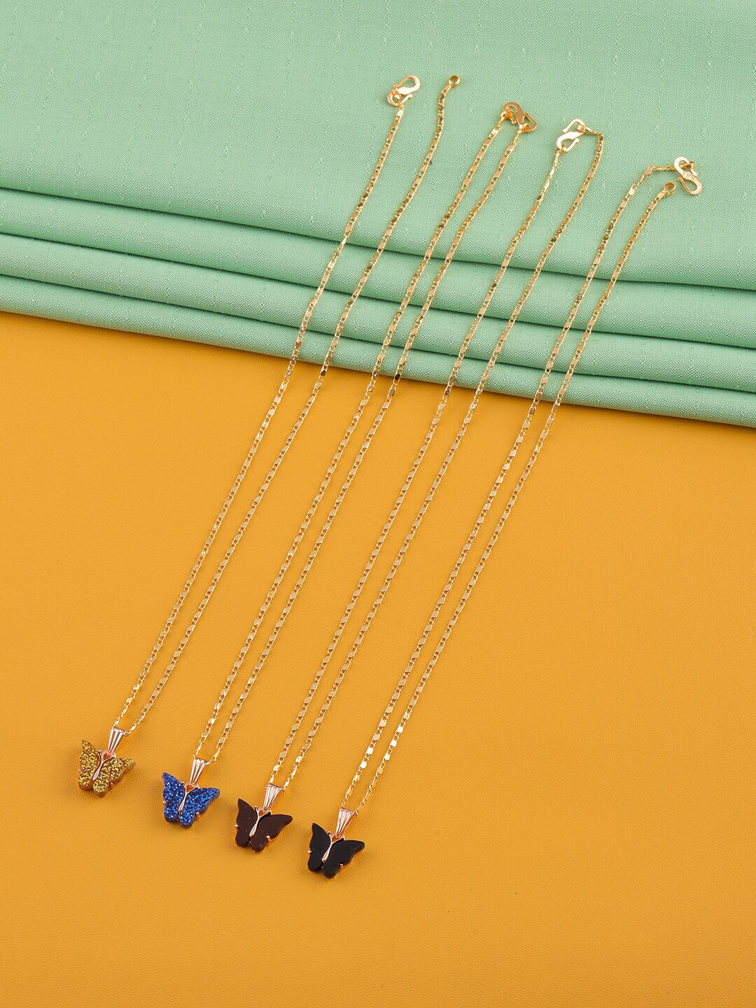 Gujju Butterfly Shape Pendant Chain Necklace For Women And Girls