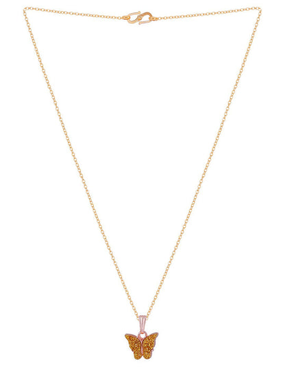 Gujju Butterfly Shape Pendant Chain Necklace For Women And Girls