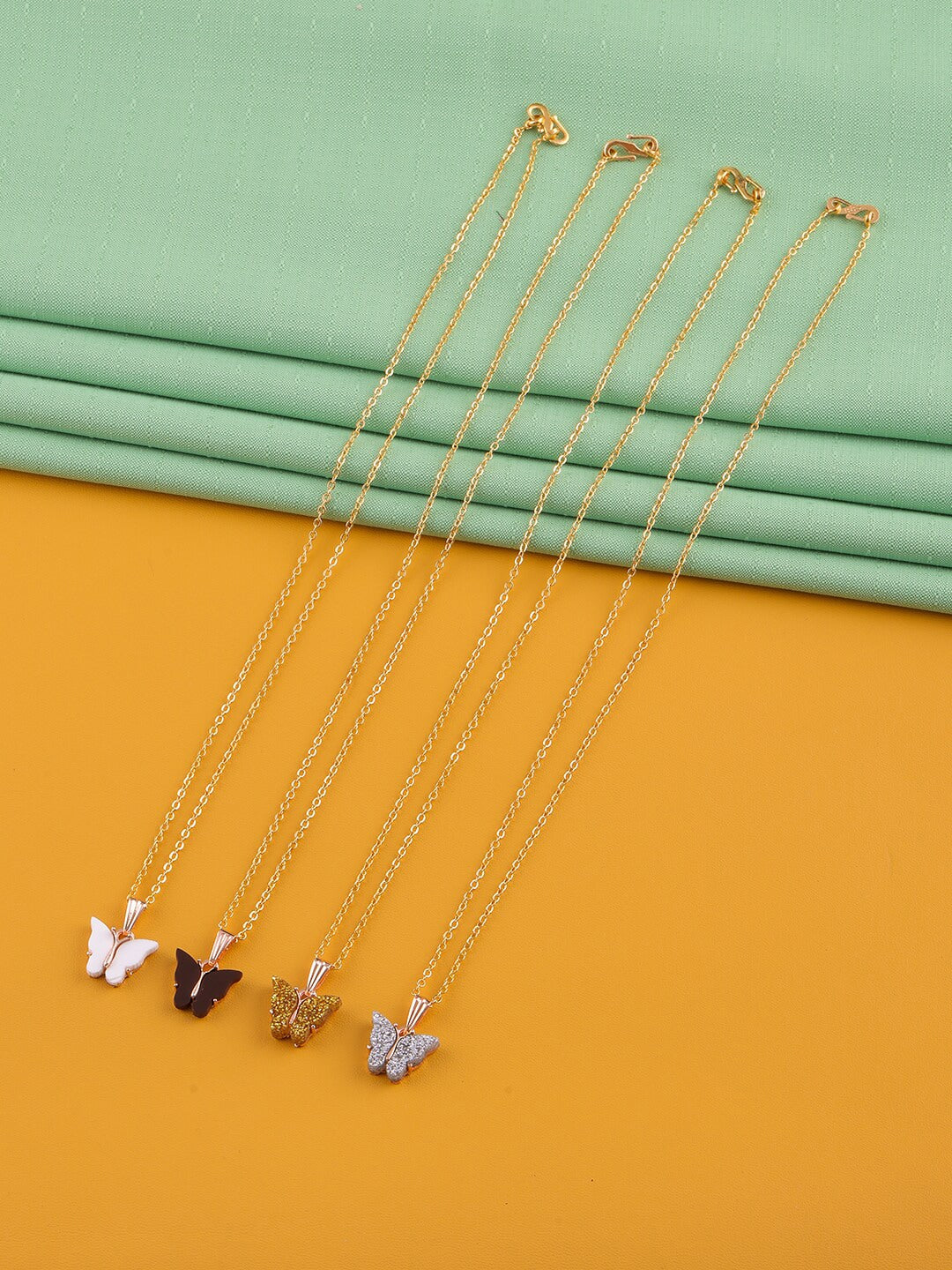 Gujju Butterfly Shape Pendant Chain Necklace For Women And Girls
