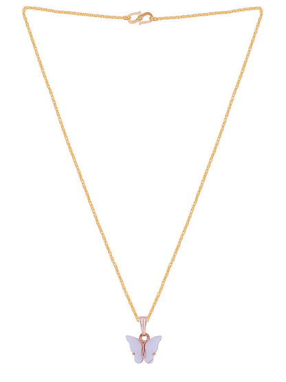 Gujju Butterfly Shape Pendant Chain Necklace For Women And Girls