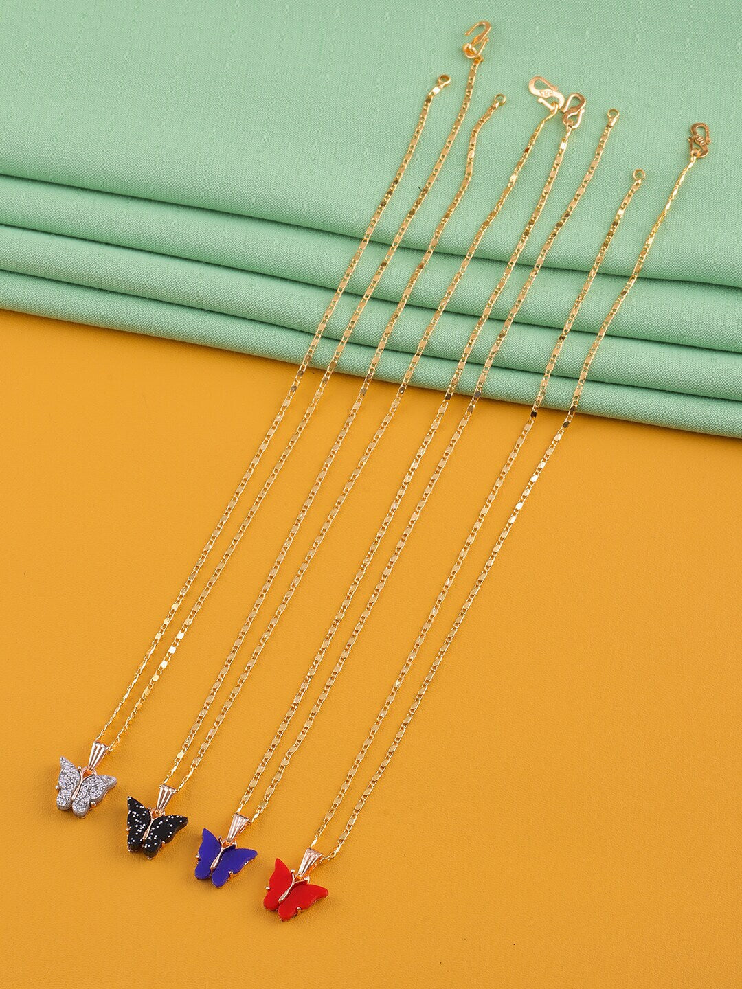 Gujju Butterfly Shape Pendant Chain Necklace For Women And Girls