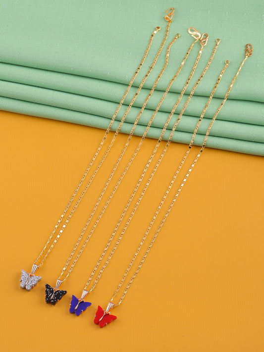 Gujju Butterfly Shape Pendant Chain Necklace For Women And Girls