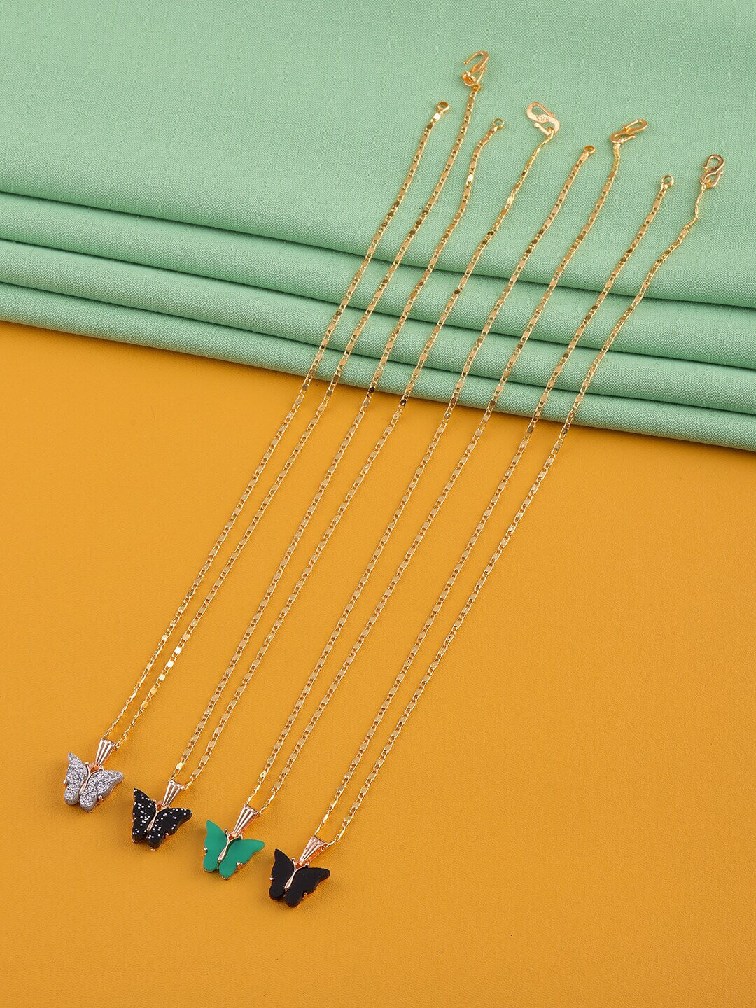 Gujju Butterfly Shape Pendant Chain Necklace For Women And Girls
