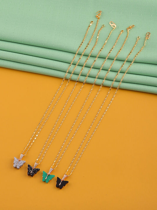 Gujju Butterfly Shape Pendant Chain Necklace For Women And Girls