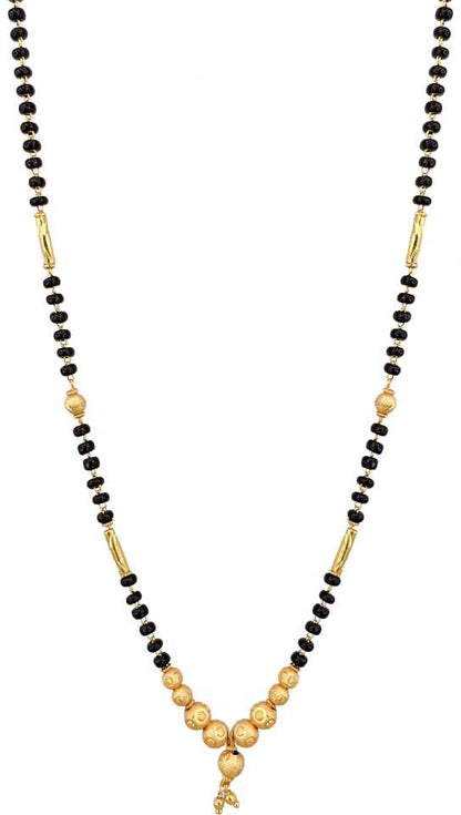 Combo Of 3 Pcs Ethnic Traditional One Gram Gold Glorious Maharashtrian Style Long Chain Black Beads 30 Inch And 18 Inch Short