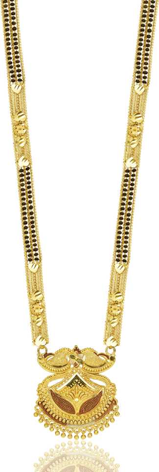 Combo Of 2 Pcs Ethnic Traditional One Gram Gold Glorious Maharashtrian Style Long Chain Black Beads 30 Inch And 18 Inch Short