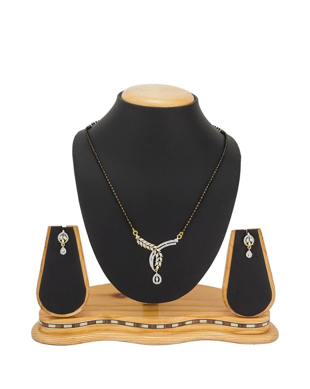 Amarican diamond style Mangalsutra with earrings for women