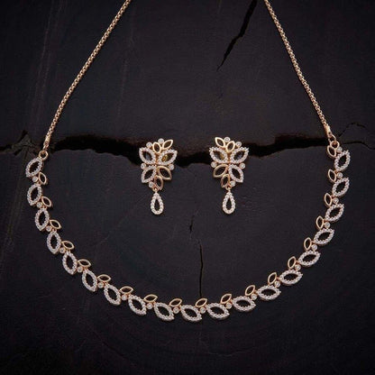 Amazing Rose Gold Plated Necklace With Earrings For Womens