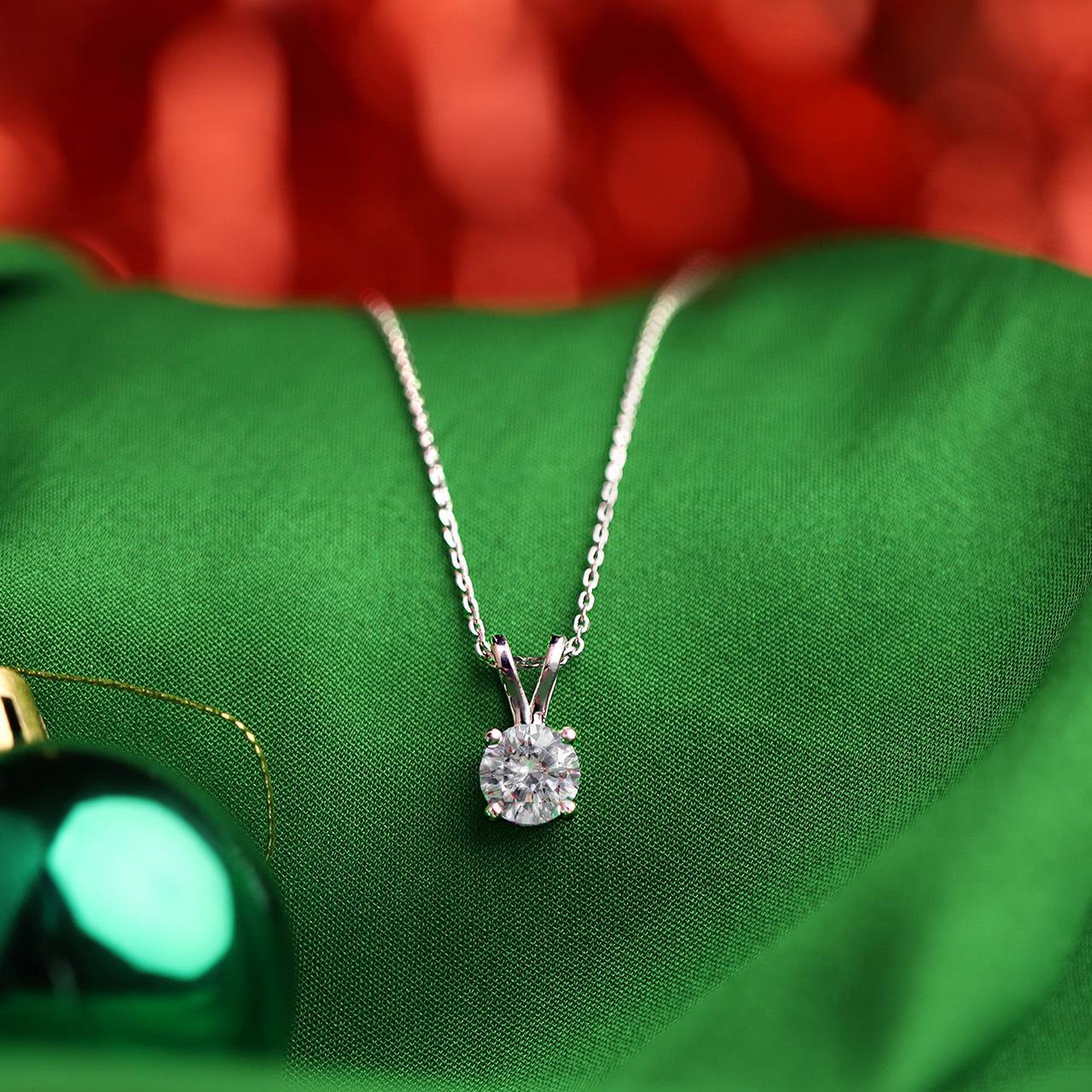 Solitaire Pendant Necklace In Silver Plated For Women & Girls
